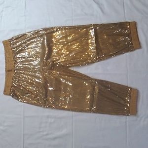 Shavonne Dorsey Letizia Gold Sequin Jogger Pants Sz XL NWT